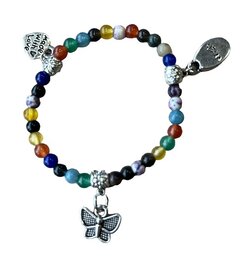 Kinder armband (17 cm) Agaat 4 mm met bedeltjes