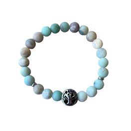 Dames armband Amazoniet 8 mm met Tree of life kraal Dames armband Amazoniet 8 mm met Tree of life kraal