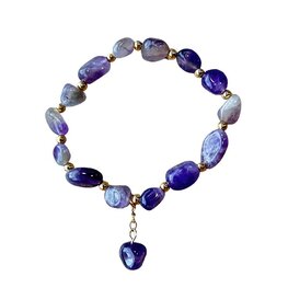 Dames armband Amethist met goudkleurige RVS tussenkralen