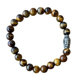 Heren armband 8 mm Tijgeroog met Boeddha kraal