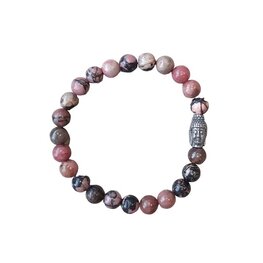 Heren armband Rhodoniet met boeddhakraal Heren armband Rhodoniet met boeddhakraal