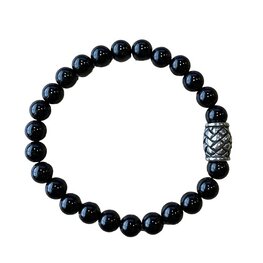 Heren armband Onyx 8 mm met Vlecht kraal