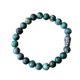 Heren armband 8 mm Afrikaans Turquoise met Boeddha kraal