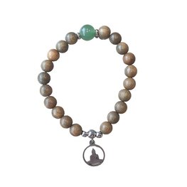Dames armband Sandalwood en Aventurijn 8 mm met Boeddha bedel