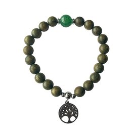 Dames armband Sandalwood en Aventurijn 8 mm met Tree of Life bedel