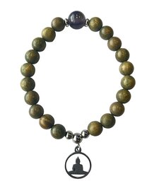 Dames armband Sandalwood en Amethist 8 mm met Boeddha bedel