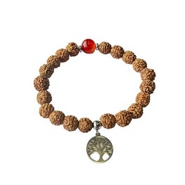 Dames armband Rudraksha en Agaat 8 mm met Tree of Life bedel