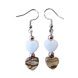 Oorbellen Gele Jaspis en witte Jade Oorbellen Gele Jaspis en witte Jade