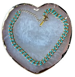 Schakel enkel-/armbandje turquoise