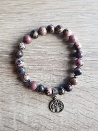 Dames armband Rhodoniet met tree of life bedel Dames armband Rhodoniet met tree of life bedel