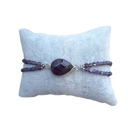 Dames armband Amethist 3 mm (RVS-Z) Dames armband Amethist 3 mm (RVS-Z)