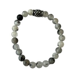 Herenarmband Toermalijn Kwarts 8 mm, 21.5 cm, met vlecht kraal Herenarmband Toermalijn Kwarts 8 mm, 21.5 cm, met vlecht kraal