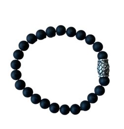 Heren armband 8 mm Onyx mat met vlecht kraal