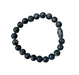 Herenarmband Labradoriet 8 mm met Boeddha kraal