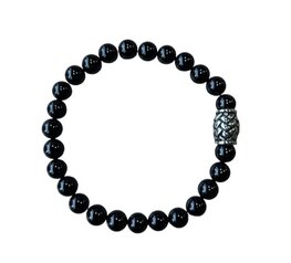 Herenarmband Onyx 8 mm, 21,5 cm, met vlecht kraal