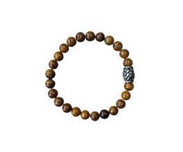 Herenarmband Goudnerf Jade 8 mm, 21,5 cm, met vlecht kraal Herenarmband Goudnerf Jade 8 mm, 21,5 cm, met vlecht kraal