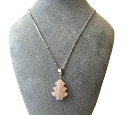 Ketting met kerstboom van Rozenkwarts