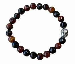 Herenarmband Vuur Agaat 8 mm met Boeddha kraal