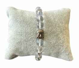 Dames armband Bergkristal 8 mm met Boeddha kraal