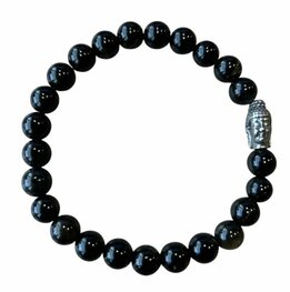 Heren armband zwarte Obsidiaan 8 mm met Boeddha kraal Heren armband zwarte Obsidiaan 8 mm met Boeddha kraal