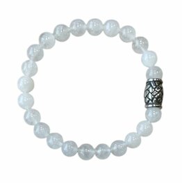 Heren armband witte Jade 8 mm met vlecht kraal Heren armband witte Jade 8 mm met vlecht kraal