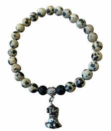 Dames armband Dalmatiër Jaspis 8 mm met hond kraal Dames armband Dalmatiër Jaspis 8 mm met hond kraal