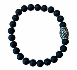 Heren armband 8 mm Onyx mat (21,5 cm) met vlecht kraal