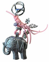 Tas- sleutelhanger Olifant met roze veter