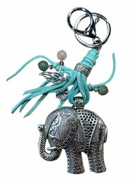Tas- sleutelhanger Olifant met turquoise veter