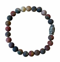 Heren armband  Picasso Jaspis mat met Boeddha kraal