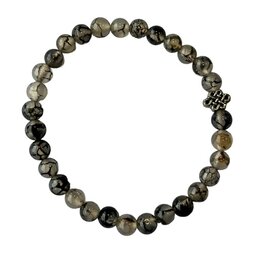 Dames armband Dragon Veins Agaat 5 mm met oneindige geluksknoop