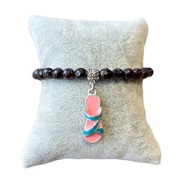 Dames armband Granaat met slipper bedel Dames armband Granaat met slipper bedel