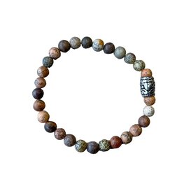 Dames armband Gras Jaspis mat 6 mm met basic kraal Dames armband Gras Jaspis mat 6 mm met basic kraal