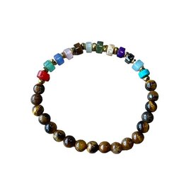 Dames armband Tijgeroog 6 mm met spacers Dames armband Tijgeroog 6 mm met spacers