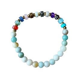 Dames armband Amazoniet 6 mm met spacers Dames armband Amazoniet 6 mm met spacers