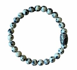 Dames armband Dalmatiër Jaspis 6 mm met basic kraal