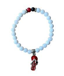 Dames armband witte Jade 6 mm met slipper bedel Dames armband witte Jade 6 mm met slipper bedel