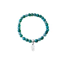 Dames armband groene Agaat 6 mm met dromenvanger bedel