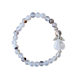 Dames armband Toermalijn Agaat 6 mm met engel Dames armband Toermalijn Agaat 6 mm met engel