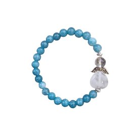 Dames armband Aquamarijn 6 mm met engel