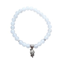 Dames armband Witte Jade 6 mm met dromenvanger bedel Dames armband Witte Jade 6 mm met dromenvanger bedel