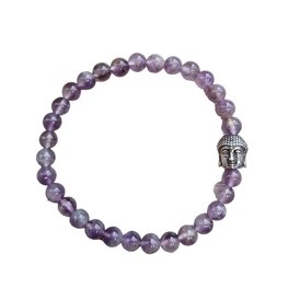 Dames armband Amethist 6 mm met Boeddha kraal