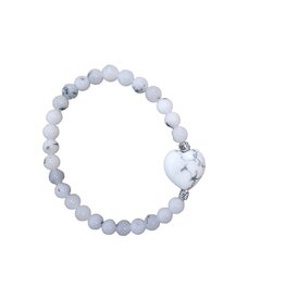 Dames armband Toermalijn Agaat & Amerikaans Howliet met hart Dames armband Toermalijn Agaat & Amerikaans Howliet met hart