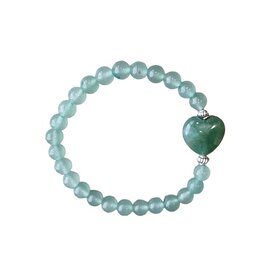 Dames armband Aventurijn 6 mm met hart kraal