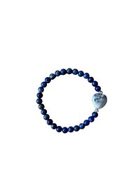 Dames armband Lapis Lazuli 6 mm met hart kraal