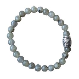 Dames armband Labradoriet 6 mm met basic kraal