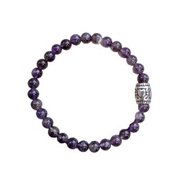 Dames armband Amethist 6 mm met basic kraal Dames armband Amethist 6 mm met basic kraal
