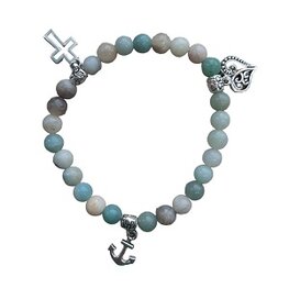 Dames armband Amazoniet met Geloof Hoop Liefde bedels