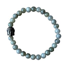 Dames armband Labradoriet 6 mm met Boeddha kraal