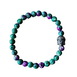 Dames armband Robijn in Zoïsiet 6 mm met Boeddha kraal